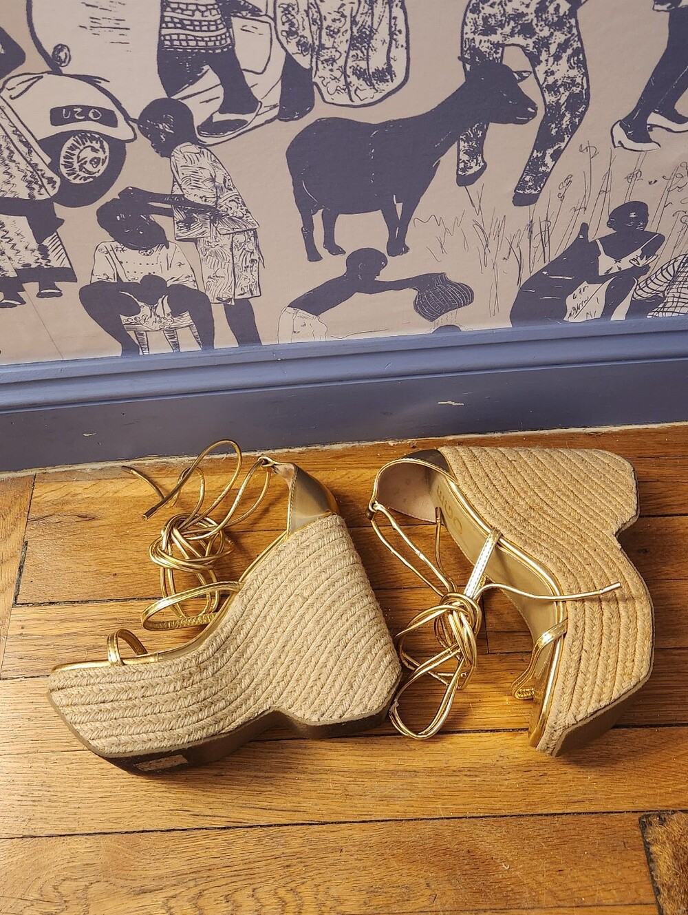 EGO Fly-High Lace Up Platform Wedges – Gold | Size UK 6 / US 8 / EU 39 - Picture 3 of 5